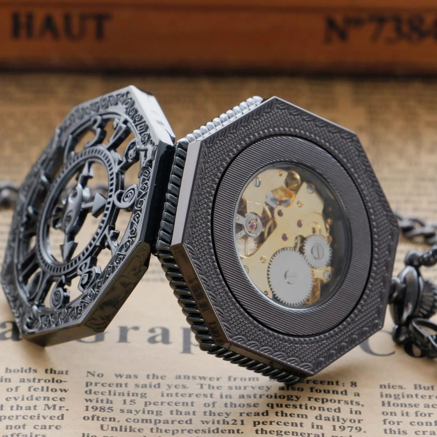 Mechanical Pocket Watches, Mechanical Vintage Bronze/Black Mechanical Pocket Watches Roman Numerals Black tide ordeal Dial Watches Classic Bronze/Black 