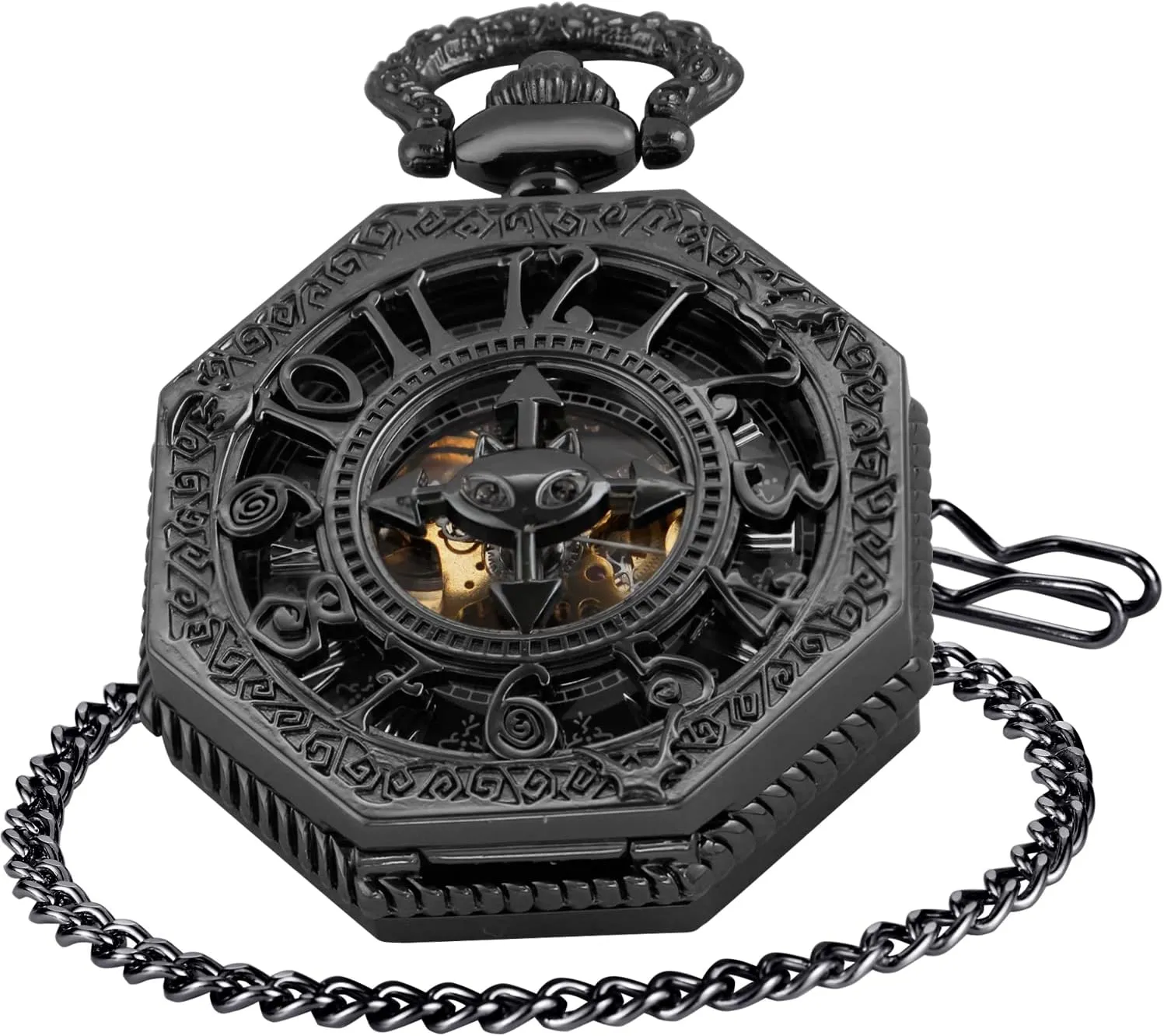 Mechanical Pocket Watches, Mechanical Vintage Bronze/Black Mechanical Pocket Watches Roman Numerals Black tide ordeal Dial Watches Classic Bronze/Black 