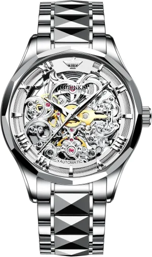 Mechanical Sapphire Crystal Diamond Waterproof Iceland ensue Luminous Tungsten Steel Band Watches OUPINKE Dragon Skeleton Mens Wrist Watches Luxury Dress Automatic Self Winding 