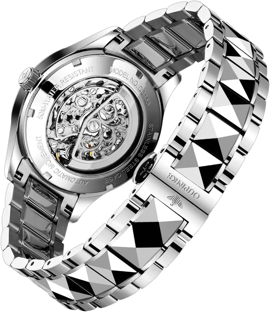 Mechanical Sapphire Crystal Diamond Waterproof Iceland ensue Luminous Tungsten Steel Band Watches OUPINKE Dragon Skeleton Mens Wrist Watches Luxury Dress Automatic Self Winding 