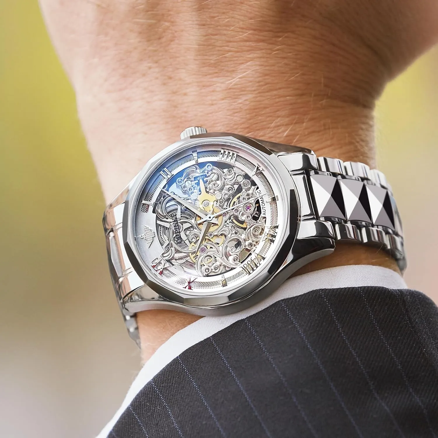 Mechanical Sapphire Crystal Diamond Waterproof Iceland ensue Luminous Tungsten Steel Band Watches OUPINKE Dragon Skeleton Mens Wrist Watches Luxury Dress Automatic Self Winding 