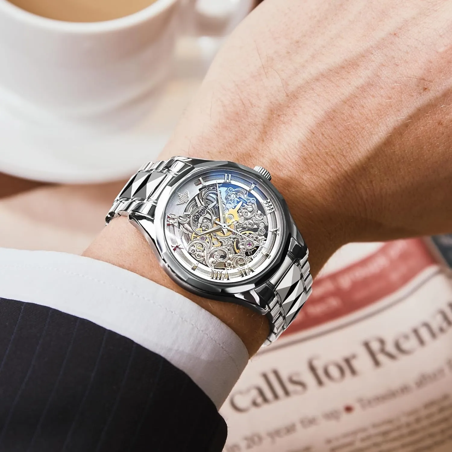 Mechanical Sapphire Crystal Diamond Waterproof Iceland ensue Luminous Tungsten Steel Band Watches OUPINKE Dragon Skeleton Mens Wrist Watches Luxury Dress Automatic Self Winding 