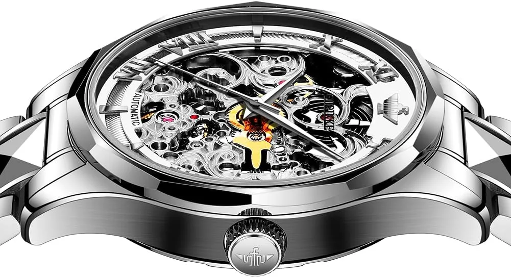 Mechanical Sapphire Crystal Diamond Waterproof Iceland ensue Luminous Tungsten Steel Band Watches OUPINKE Dragon Skeleton Mens Wrist Watches Luxury Dress Automatic Self Winding 