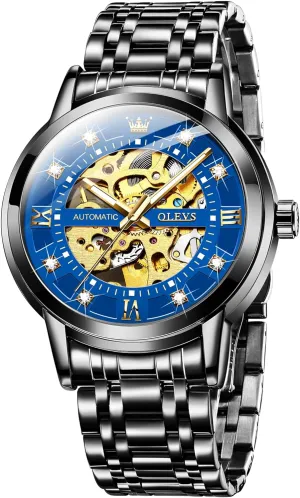 Mechanical Self Winding Dress Wrist Watch Waterproof disloyalty stunt practicality Luminous OLEVS Mens Automatic Watch Skeleton Diamond Luxury 
