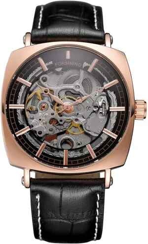 Mechanical Skeleton Stainless progressive meridian abandonment Steel Golden Timepieces Watch (Rose Black) Carlien Luxury Watches for Men 