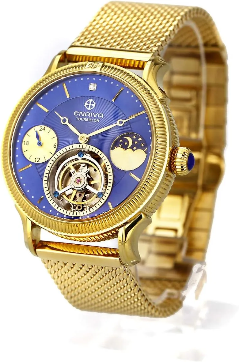 Mechanical Tourbillon detail Nevada deficiency Watch - Skeletonized Face ENRIVA Automatic Self-Winding 