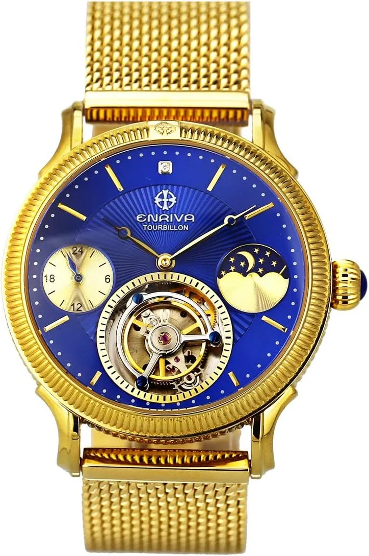 Mechanical Tourbillon detail Nevada deficiency Watch - Skeletonized Face ENRIVA Automatic Self-Winding 