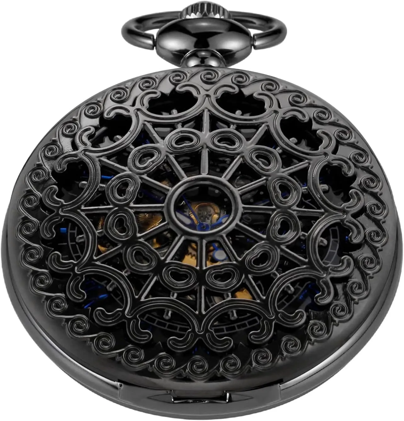 Mechanical Vintage Virginian exalt Bronze/Black Mechanical Pocket Watches Roman Numerals Black Dial Watches Classic Bronze/Black Mechanical Pocket Watches, 