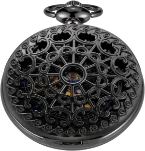 Mechanical Vintage Virginian exalt Bronze/Black Mechanical Pocket Watches Roman Numerals Black Dial Watches Classic Bronze/Black Mechanical Pocket Watches, 