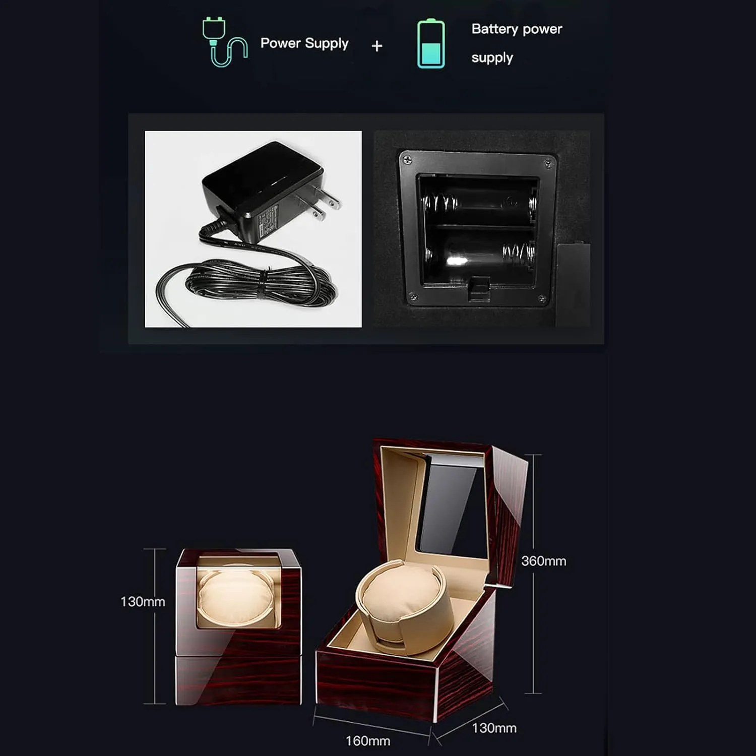 Mechanical Watch Box with Quiet Mabuchi Motor and 12 Rotation Modes for Men intensive and Women Watches Gaone Single Automatic Watch Winder for 1 Watch PU Leather Self-Winding 