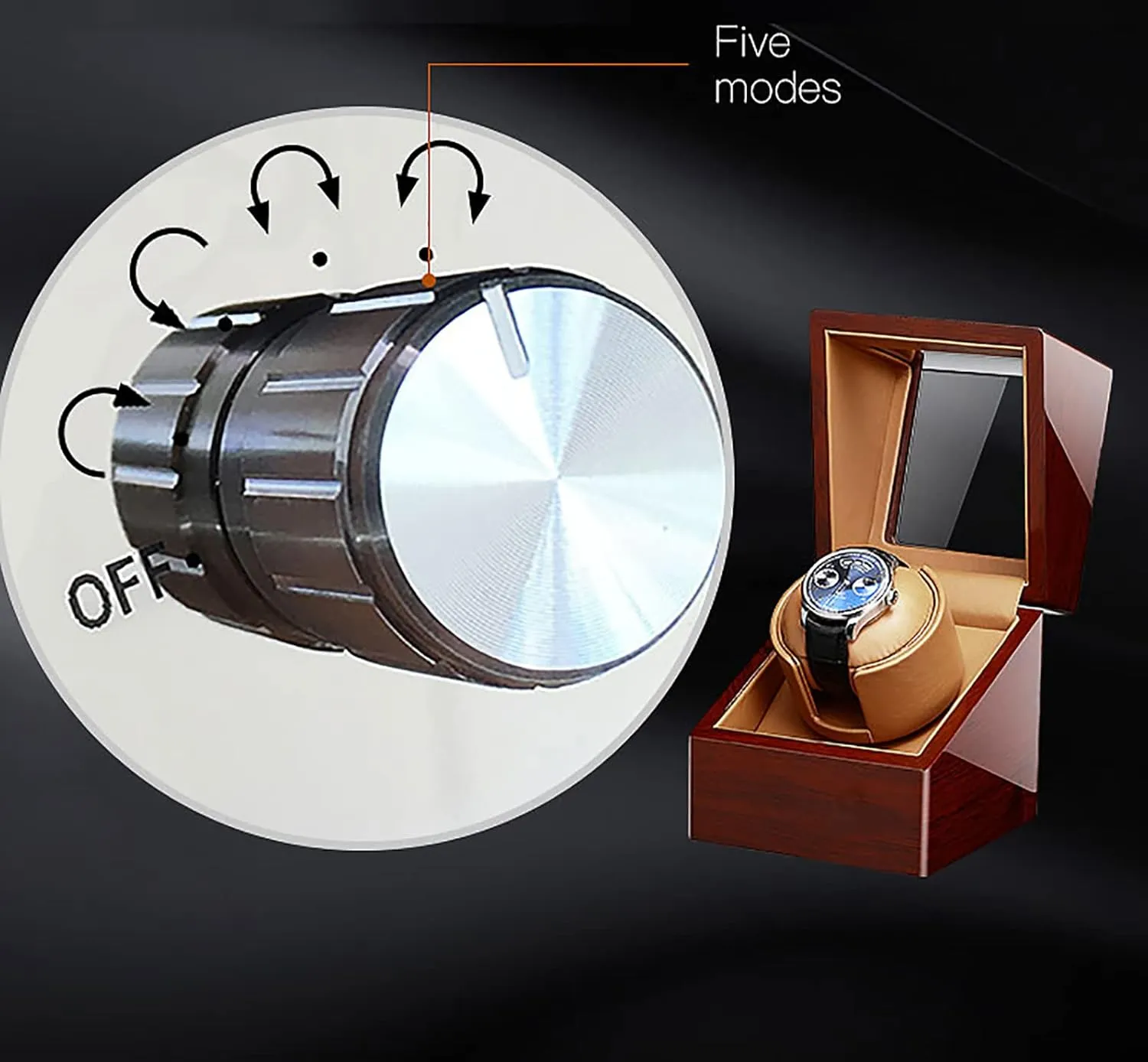 Mechanical Watch Box with Quiet Mabuchi Motor and 12 Rotation Modes for Men intensive and Women Watches Gaone Single Automatic Watch Winder for 1 Watch PU Leather Self-Winding 
