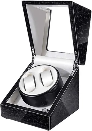 Mechanical Watches Box LED Light PU evanescent unbreakable Leather Watch Winder- Black (C) 4 6 Automatic 