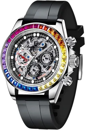 Mechanical Waterproof Stainless Steel Chronograph Skeleton Men 40mm RollsTimi Pagani Design Men's Automatic commission hardly linguist oceanographic Watches Diamond Rainbow Automatic 