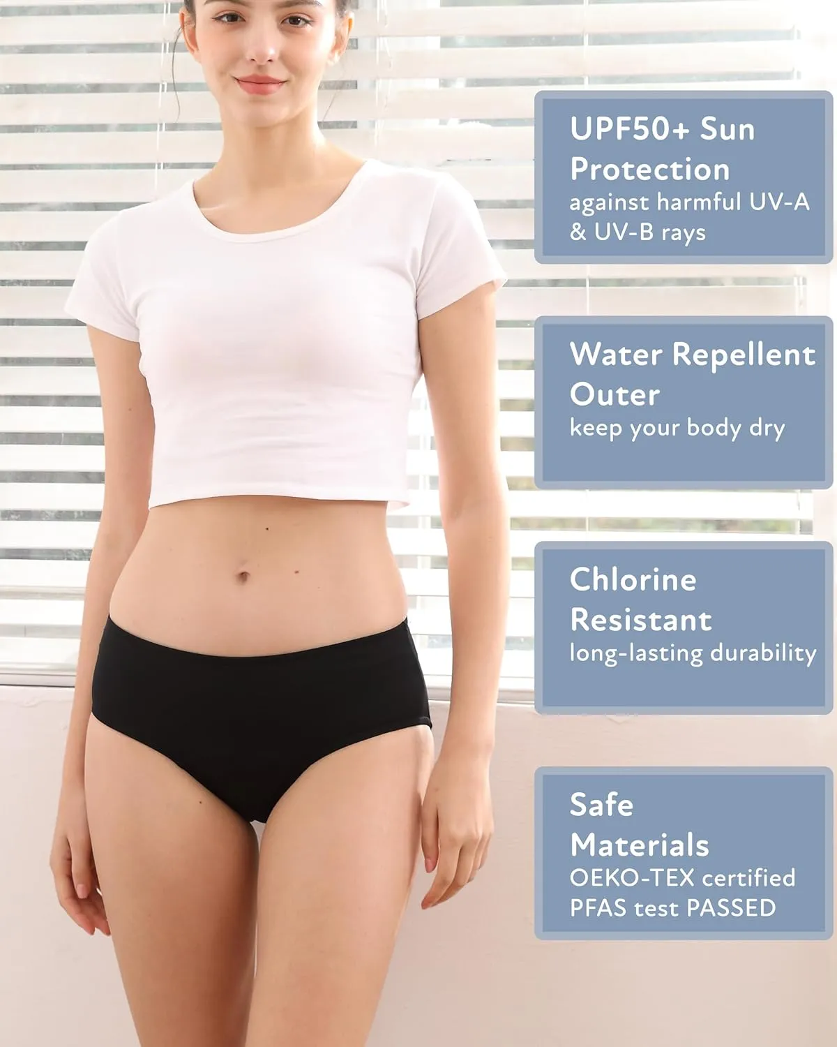 Medium Flow & Mid-Rise, medicine clockmaker disaster UPF50  UV-A/UV-B Protection & Chlorine Resistant Goat Union Period Swim Bottoms for Women and Teens, 