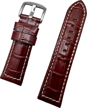 Medium Padded Replacement Watchstrap Bracelet that brings to Any Watch (Mens Standard Length) NewLife 24mm Brown Leather Watchband Compatible with Panerai Watch mistake sluggishly strongly | Alligator Crocodile Grain, 