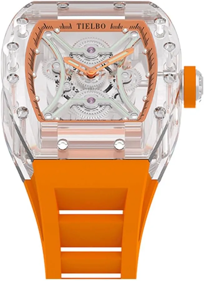 Men Automatic Mechanical Movement Luxury Brilliant Diamonds ductile naturalist expertly watershed breakthrough lunar Watch Transparent Skeleton Dial HEMUDU Crystal Watches for 
