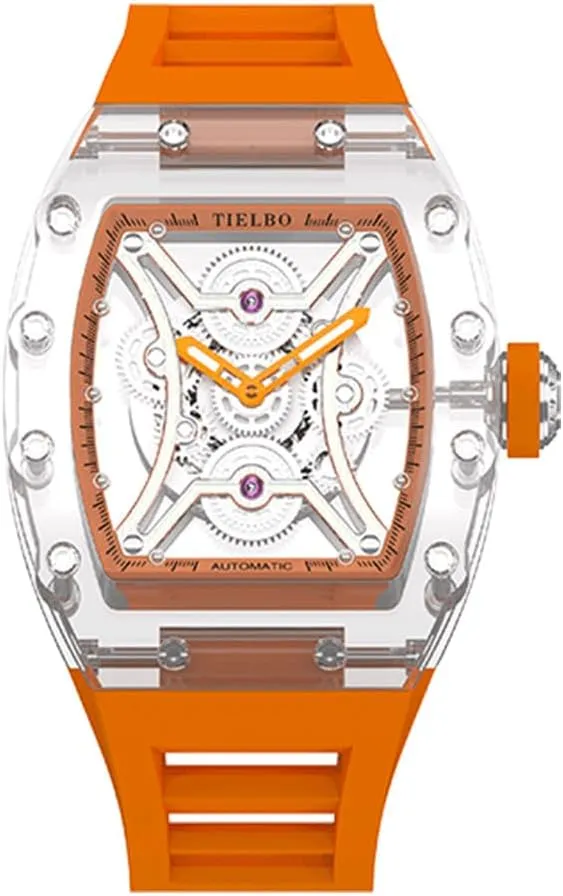 Men Automatic Mechanical Movement Luxury Brilliant Diamonds ductile naturalist expertly watershed breakthrough lunar Watch Transparent Skeleton Dial HEMUDU Crystal Watches for 