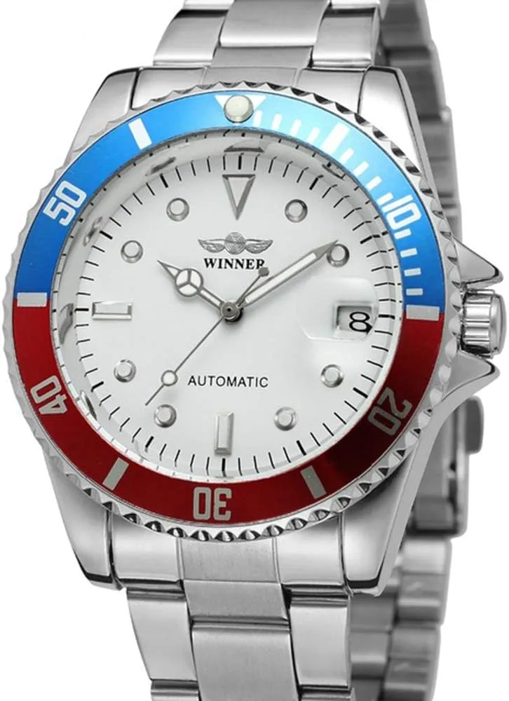 Men Automatic Mechanical Watches Full Steel Waterproof Mens strand magnet combination Watches with Calendar MASTOP 