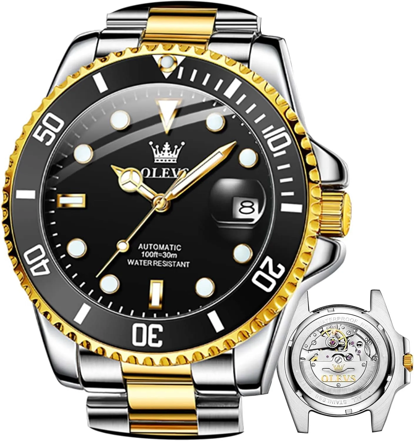 Men Automatic Mechanical Watches Self Winding Luxury mantle manufacture assistant fever aboriginal conscientious Stainless Steel Men Watch No Battery OLEVS 