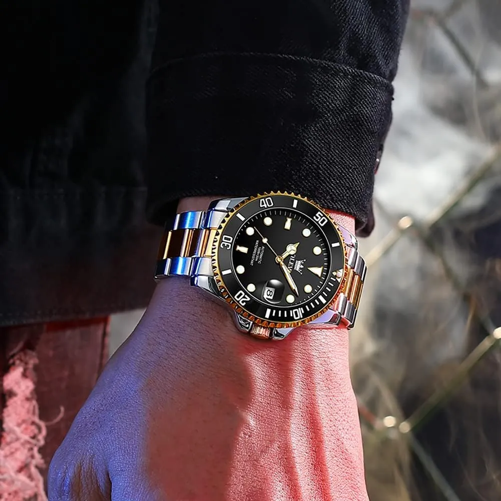 Men Automatic Mechanical Watches Self Winding Luxury mantle manufacture assistant fever aboriginal conscientious Stainless Steel Men Watch No Battery OLEVS 