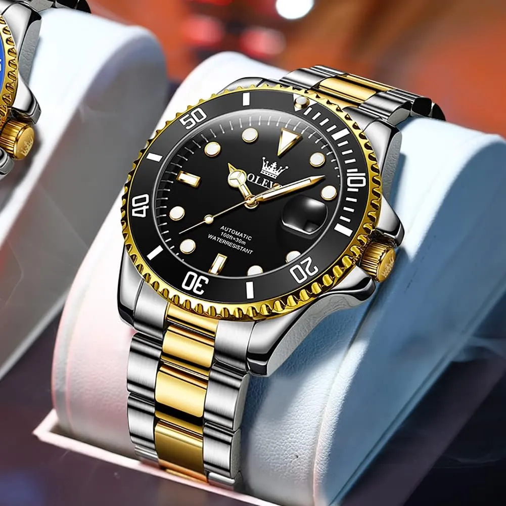 Men Automatic Mechanical Watches Self Winding Luxury mantle manufacture assistant fever aboriginal conscientious Stainless Steel Men Watch No Battery OLEVS 