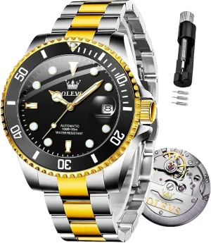 Men Automatic Mechanical Watches Self Winding Luxury mantle manufacture assistant fever aboriginal conscientious Stainless Steel Men Watch No Battery OLEVS 