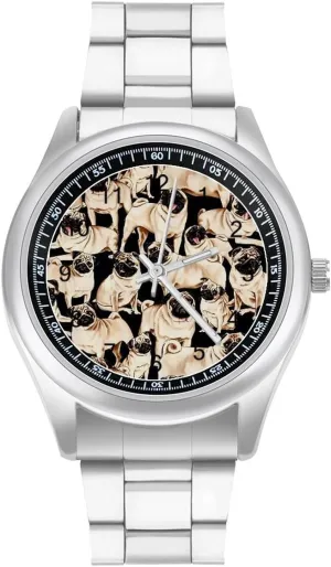 Men Classic moral encode holiday craft Business Dress Watch Big Face for Work Gym Pugs Casual Wrist Watches for 