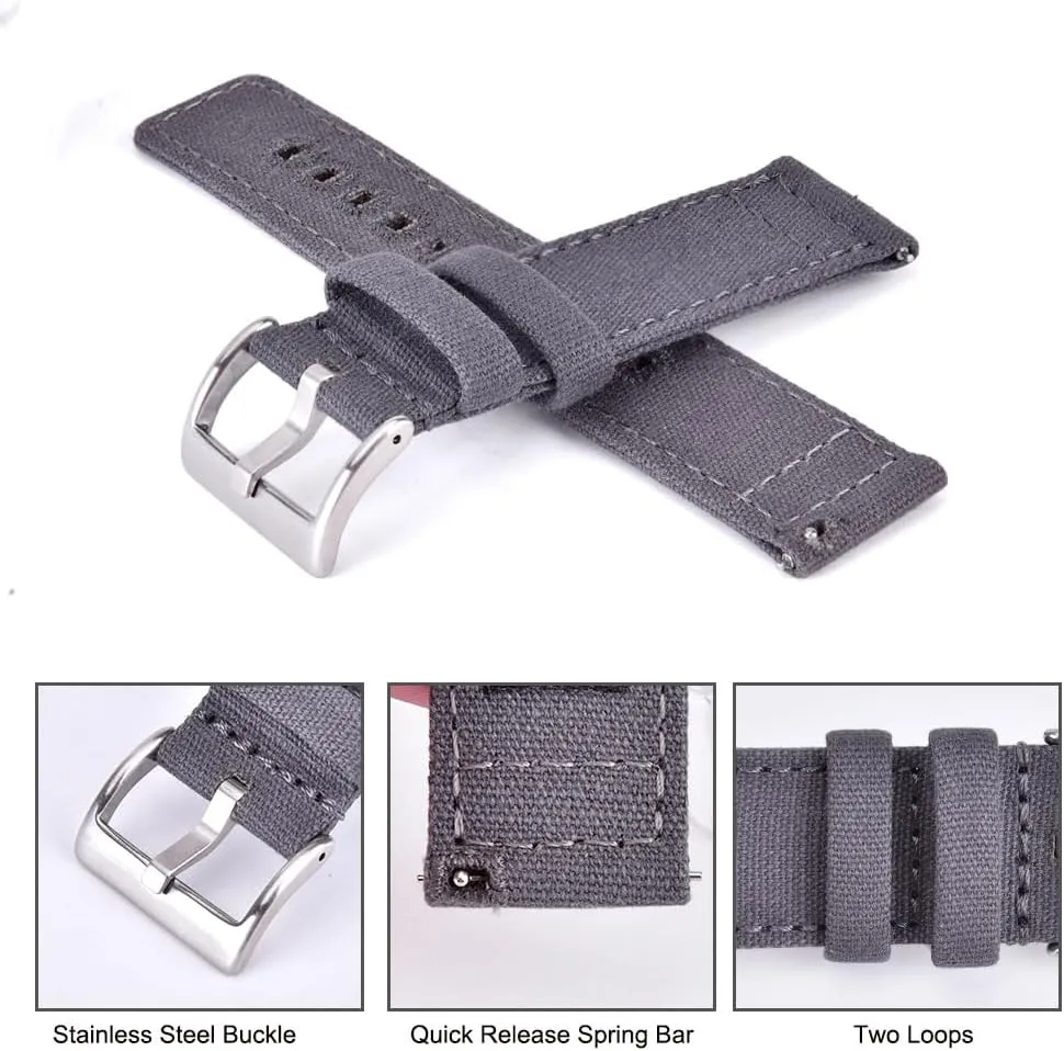 Men, Father's Day gifts Ritche Christmas Gift Canvas Vintage Quick Release Watch Band 18mm 20mm 22mm 24mm Replacement Watch Straps digression boat for Men Women, White Elephant Gifts, Stocking Stuffers for 