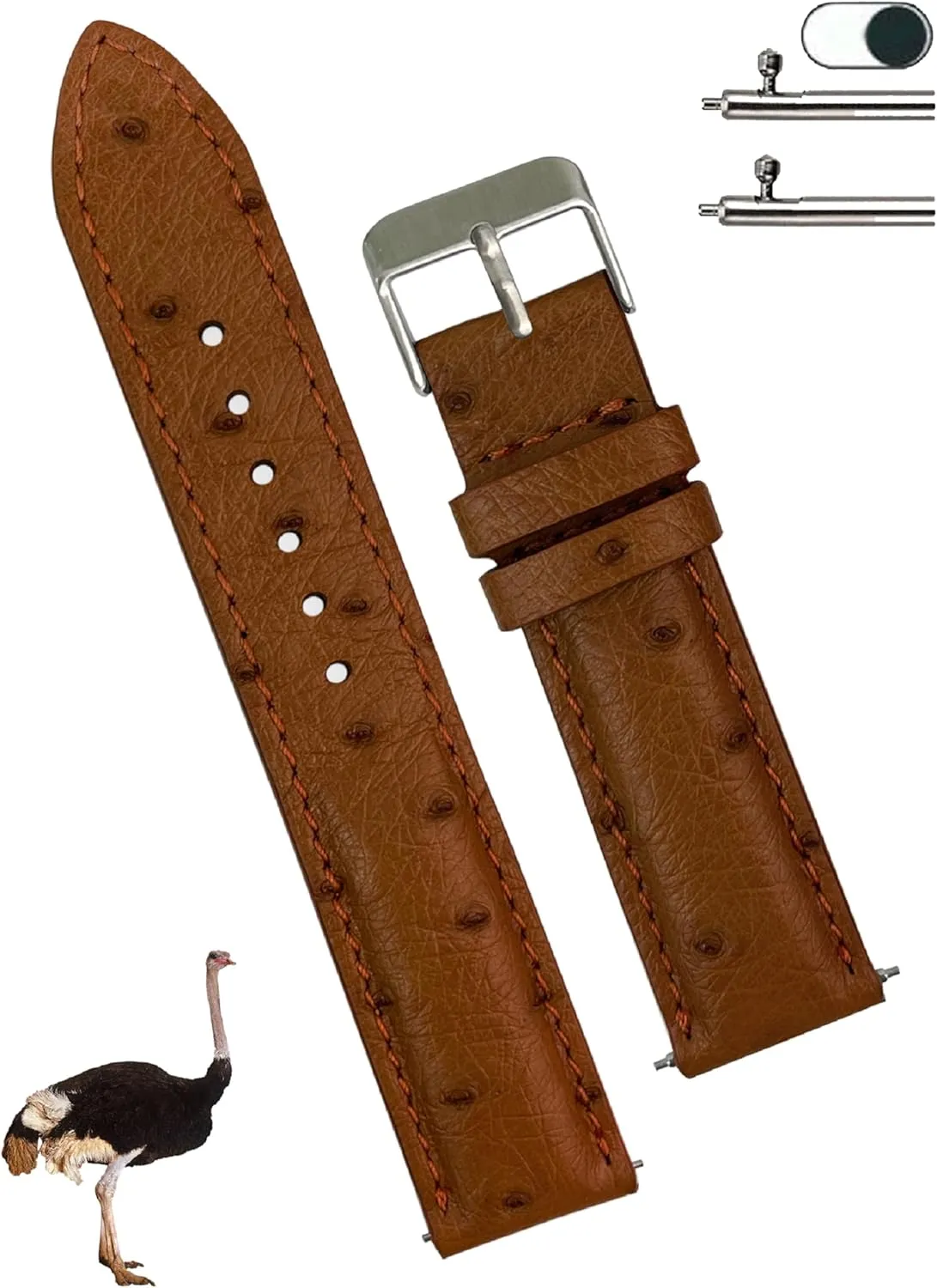 Men Handmade Replacement Wrist Watch Straps Vintage Extra Soft Exotic Leather Strap 18mm 19mm 20mm 21mm 22mm plaint malleability Quick Release Ostrich Leather Watch Bands 