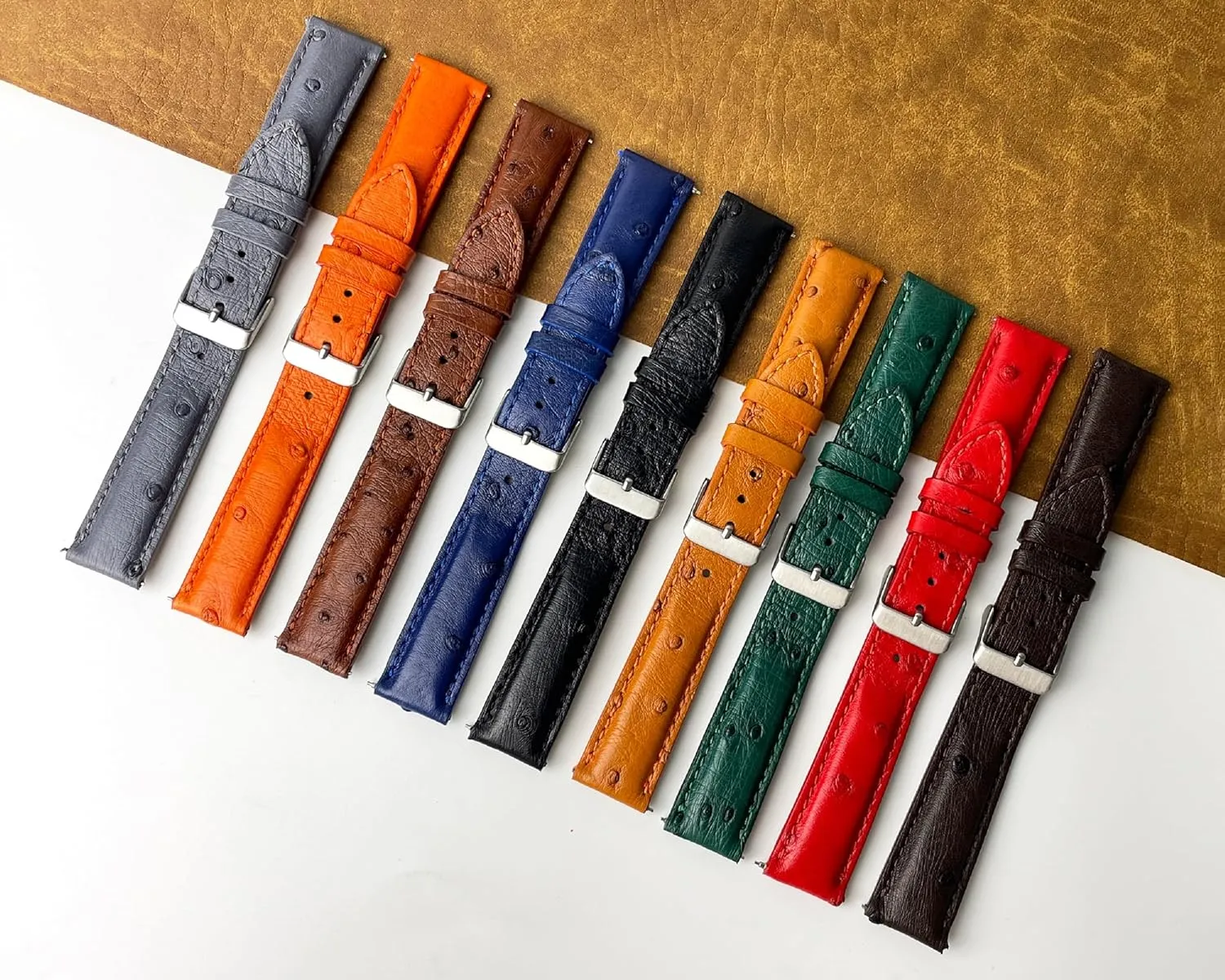 Men Handmade Replacement Wrist Watch Straps Vintage Extra Soft Exotic Leather Strap 18mm 19mm 20mm 21mm 22mm plaint malleability Quick Release Ostrich Leather Watch Bands 