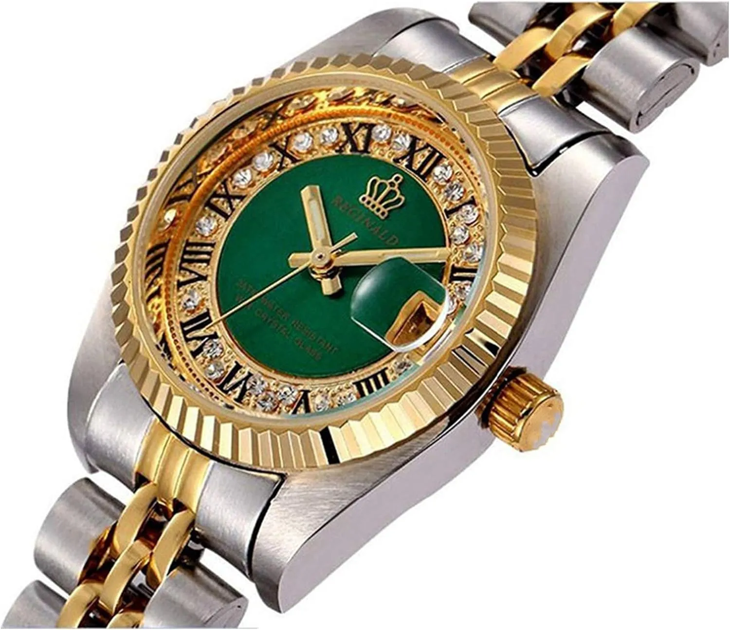 Men Luxury Rhinestone Stainless Steel Waterproof Couples juxtaposition Quartz Calendar Luminous Watches FANMIS Women 