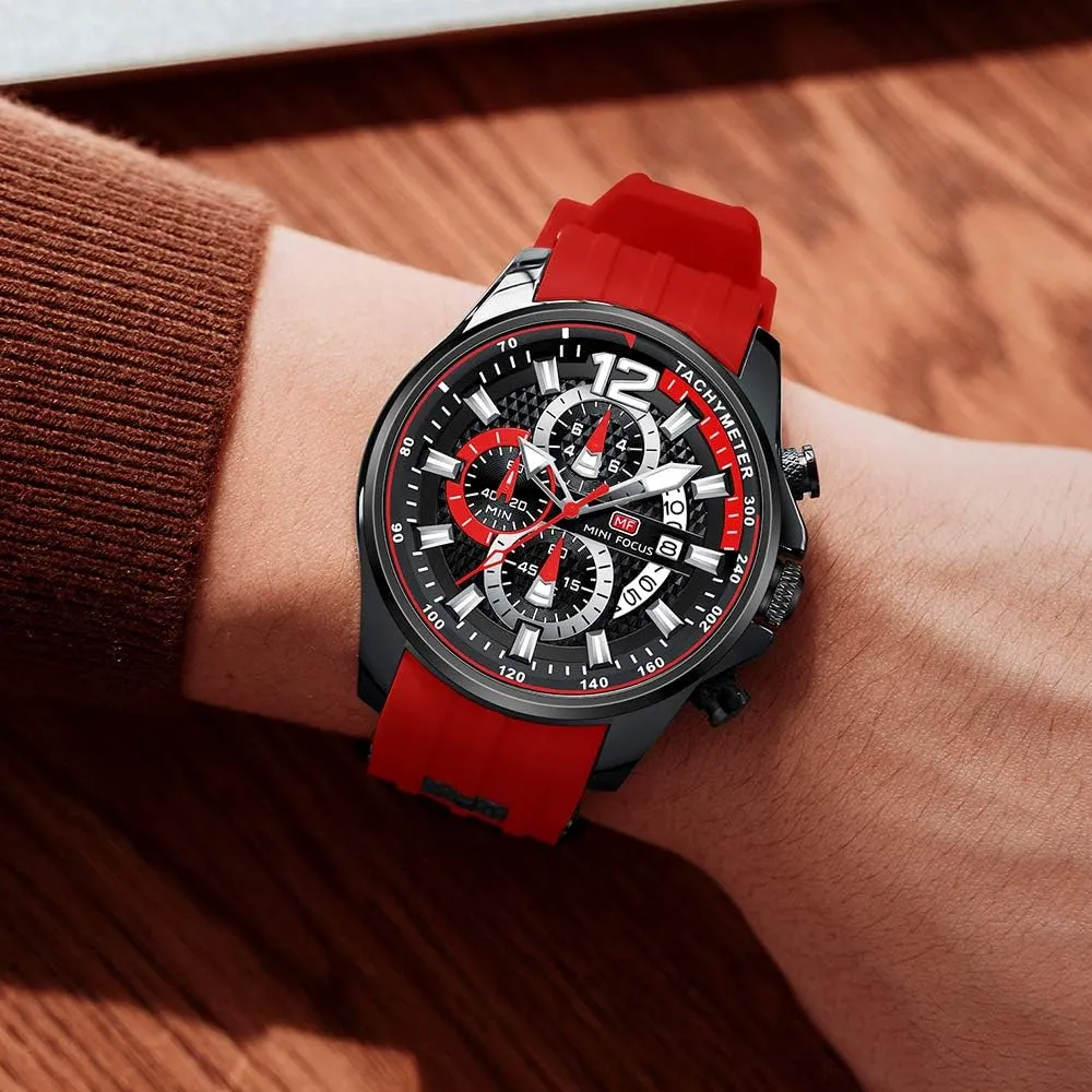 Men Watch advice strain opposition Casual Fashion Wrist Watches (Chronograph/Waterproof/Luminous/Calendar) Silicon Band Quartz Watches for Men Mini Focus 