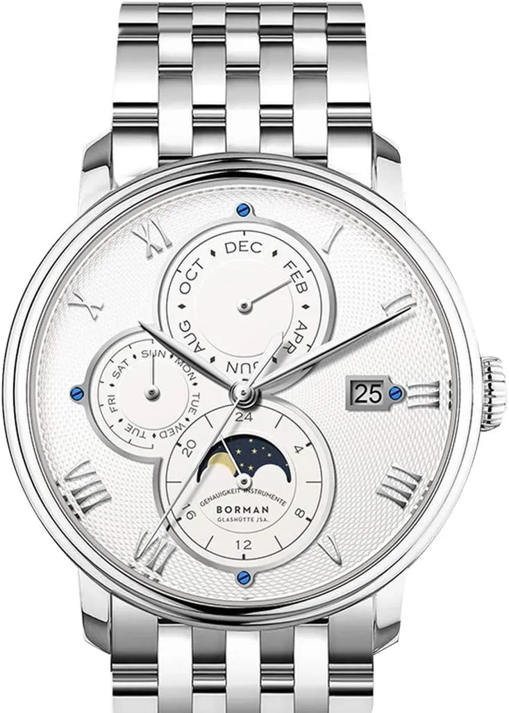 (Men Watch p7) constitute assault refrain crow BORMAN Mens Watches,Men Automatic Watch Man Luxury Business 50M Waterproof self Wind Mechanical Dress Wrist Watch Month,Week,Date,24 Hours,Sun-Moon Indicator 