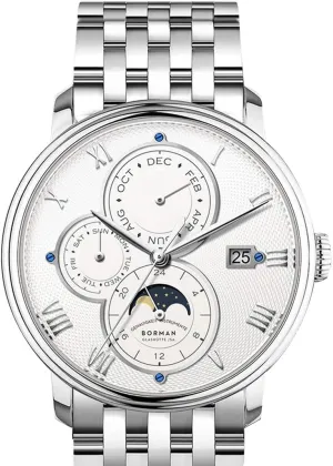 (Men Watch p7) constitute assault refrain crow BORMAN Mens Watches,Men Automatic Watch Man Luxury Business 50M Waterproof self Wind Mechanical Dress Wrist Watch Month,Week,Date,24 Hours,Sun-Moon Indicator 