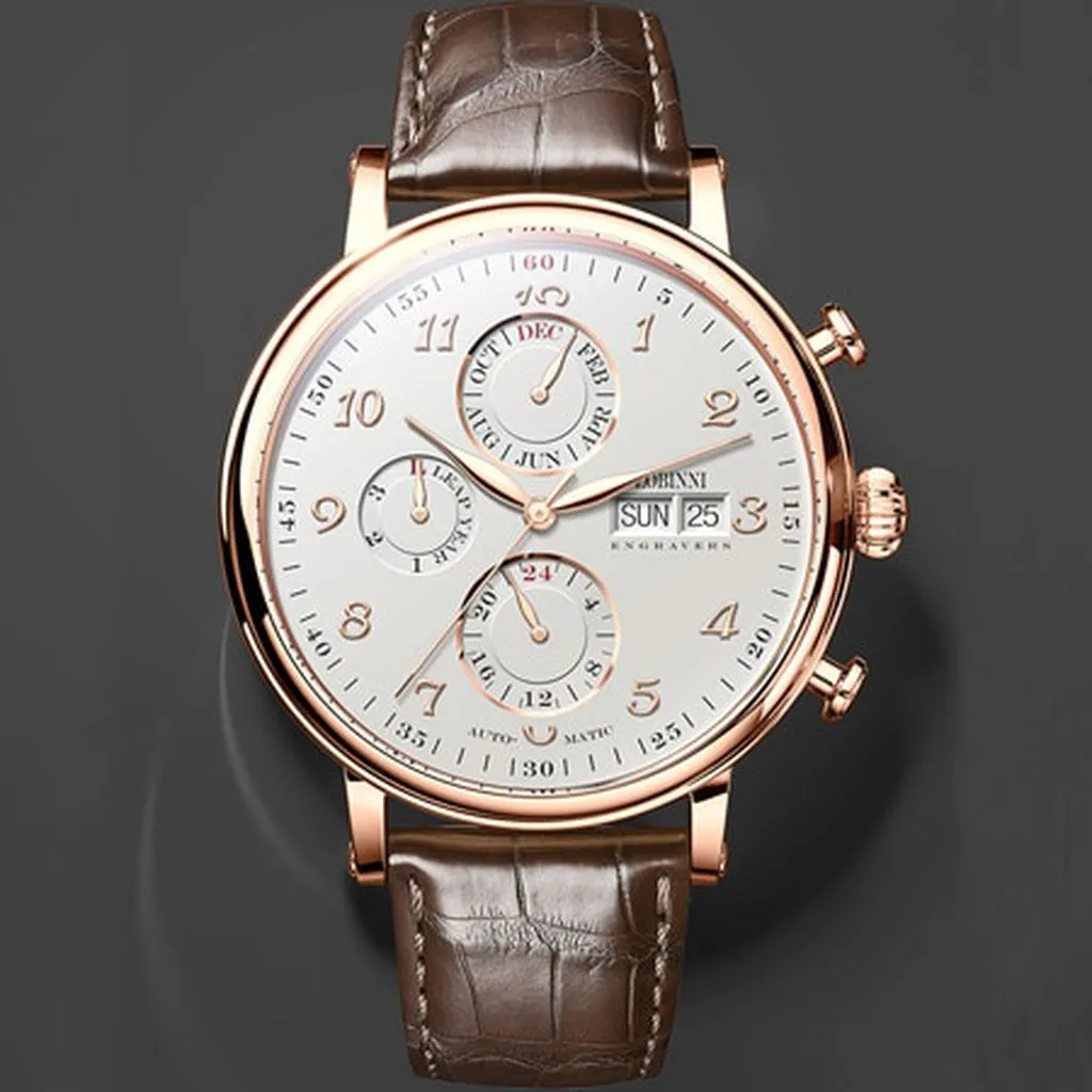 Men Watch Switzerland LOBINNI Luxury Brand Perpetual Calendar Multi-Function Seagull Automatic Mechanical Sapphire L13019-6