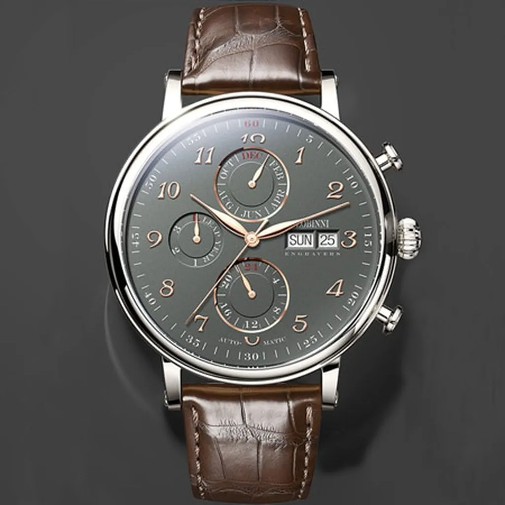 Men Watch Switzerland LOBINNI Luxury Brand Perpetual Calendar Multi-Function Seagull Automatic Mechanical Sapphire L13019-6