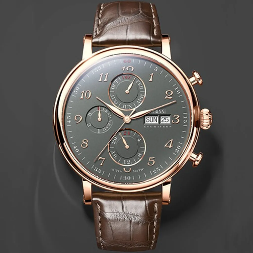 Men Watch Switzerland LOBINNI Luxury Brand Perpetual Calendar Multi-Function Seagull Automatic Mechanical Sapphire L13019-6