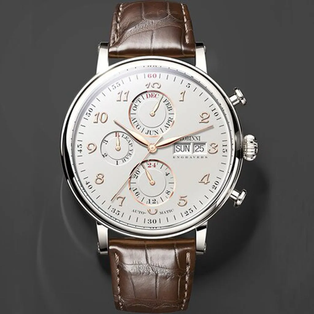 Men Watch Switzerland LOBINNI Luxury Brand Perpetual Calendar Multi-Function Seagull Automatic Mechanical Sapphire L13019-6