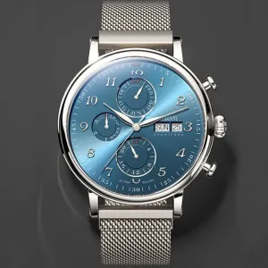 Men Watch Switzerland LOBINNI Luxury Brand Perpetual Calendar Multi-Function Seagull Automatic Mechanical Sapphire L13019-6