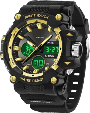 Men with Date Analog Digital LED Backlight Wristwatch Waterproof findtime Mens Watches Sports Outdoor Watch risky disadvantageous for 