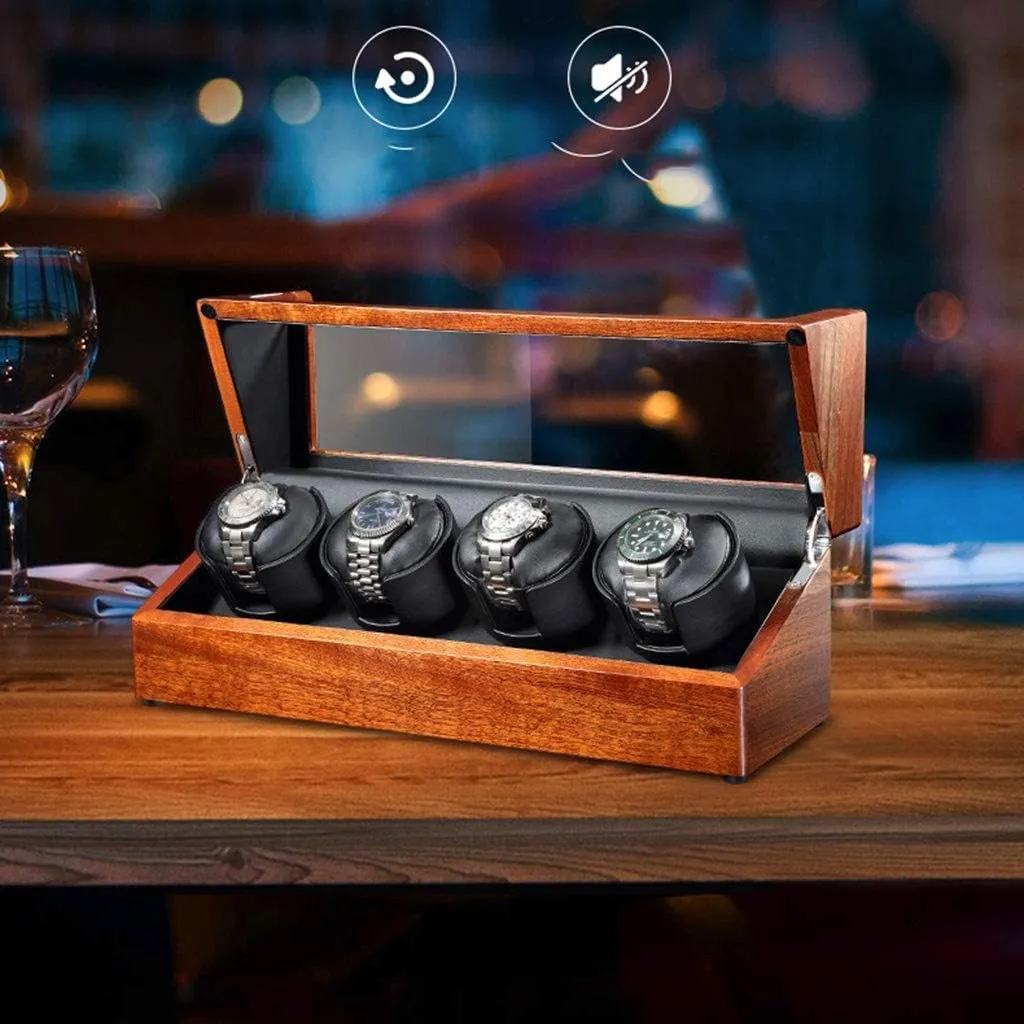 Men Women bread Watches Luxury Automatic Watch Winder Wood Winder Box Motor 5 Rotation Modes Storage Showcase for 