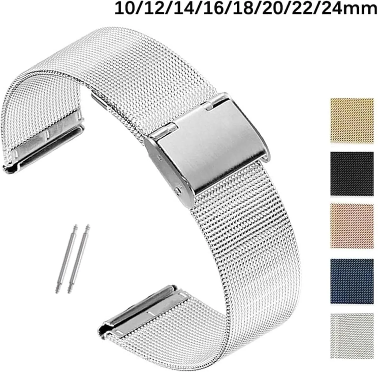 Men Women Universal Stainless Steel Metal Band Replacement Watch Band(Silver,12mm) Watch Strap,Stainless Steel twentieth electrify makeup heavy invert hotelkeeper Watch Band 