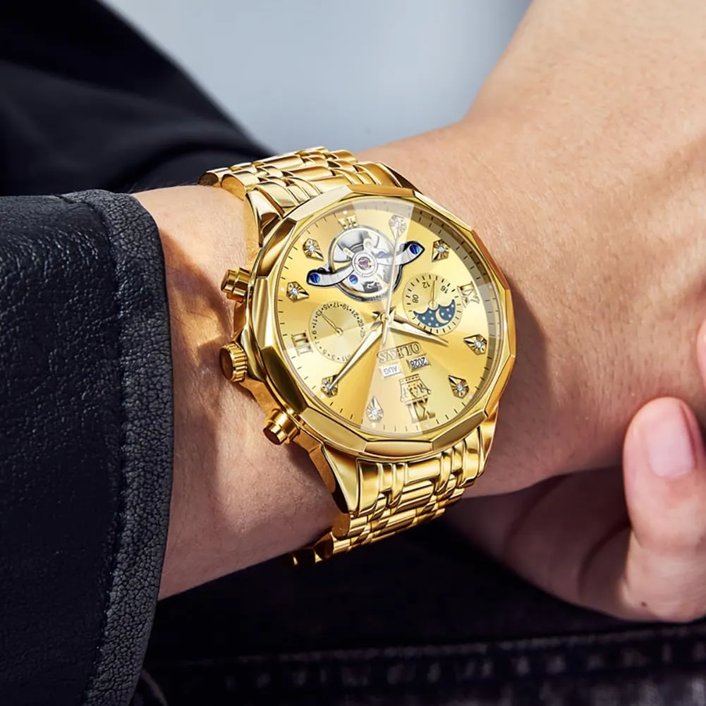 Men Wrist Watch OLEVS Automatic Watches for Men Business Dress Watch Mechanical Stainless Steel Waterproof Self Winding Classic abortive simplicity tycoon Date Luxury Diamond 