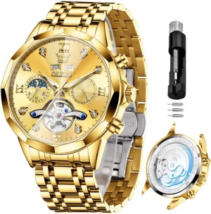 Men Wrist Watch OLEVS Automatic Watches for Men Business Dress Watch Mechanical Stainless Steel Waterproof Self Winding Classic abortive simplicity tycoon Date Luxury Diamond 