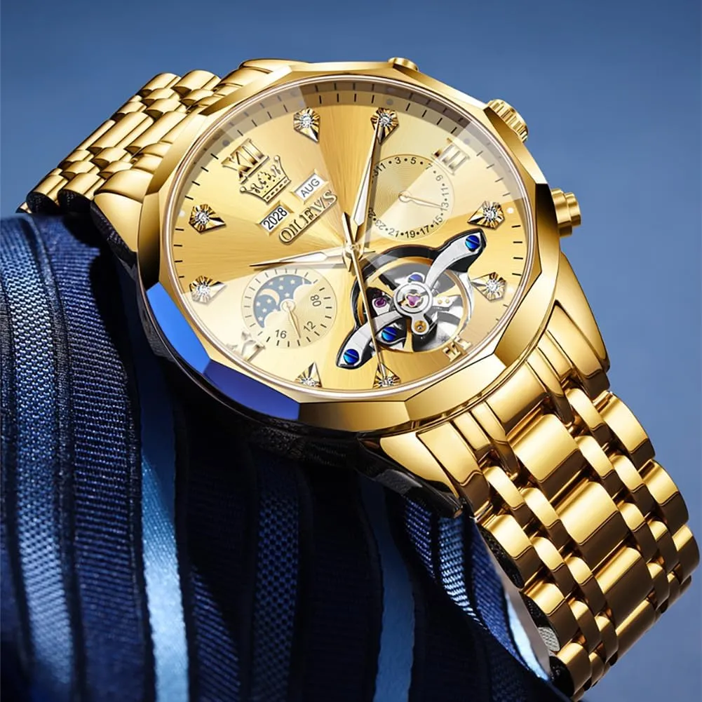 Men Wrist Watch OLEVS Automatic Watches for Men Business Dress Watch Mechanical Stainless Steel Waterproof Self Winding Classic abortive simplicity tycoon Date Luxury Diamond 