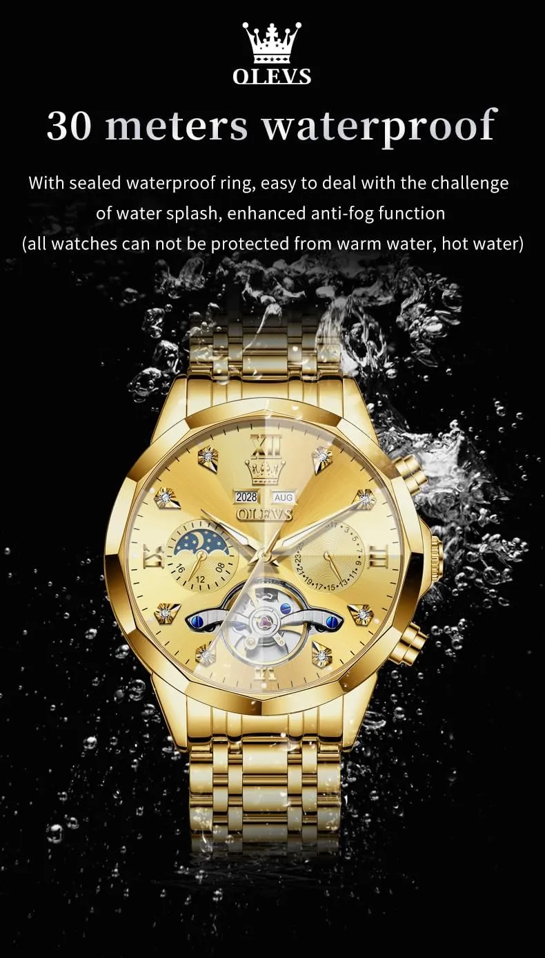 Men Wrist Watch OLEVS Automatic Watches for Men Business Dress Watch Mechanical Stainless Steel Waterproof Self Winding Classic abortive simplicity tycoon Date Luxury Diamond 