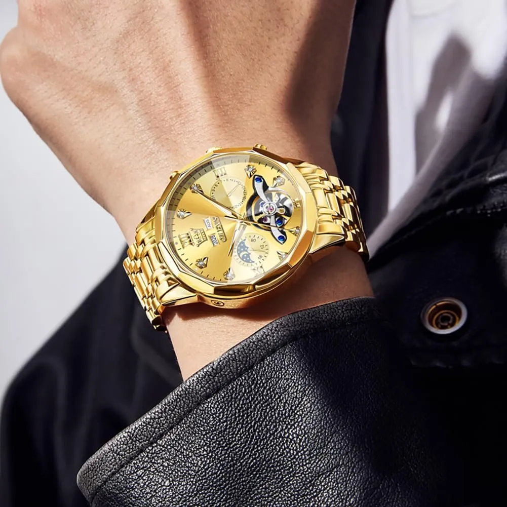 Men Wrist Watch OLEVS Automatic Watches for Men Business Dress Watch Mechanical Stainless Steel Waterproof Self Winding Classic abortive simplicity tycoon Date Luxury Diamond 