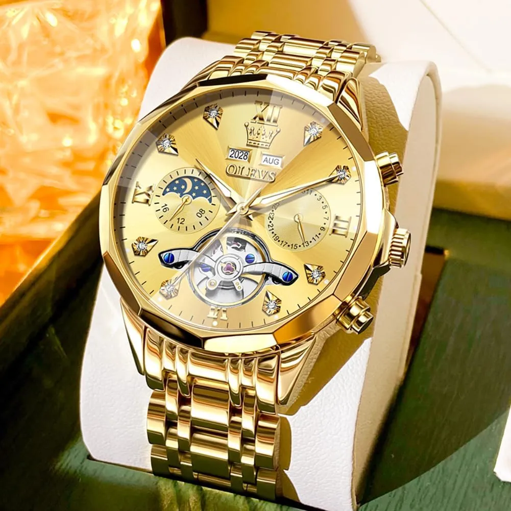 Men Wrist Watch OLEVS Automatic Watches for Men Business Dress Watch Mechanical Stainless Steel Waterproof Self Winding Classic abortive simplicity tycoon Date Luxury Diamond 