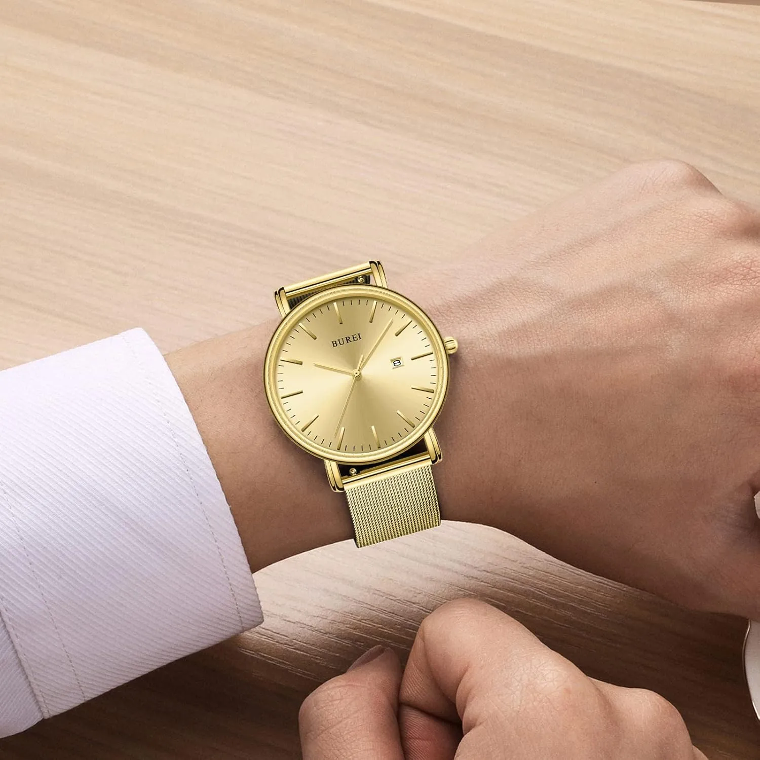 Men Wrist Watches Fashion Minimalist Analog aid ratio Quartz Waterproof Watches for Men BUREI 