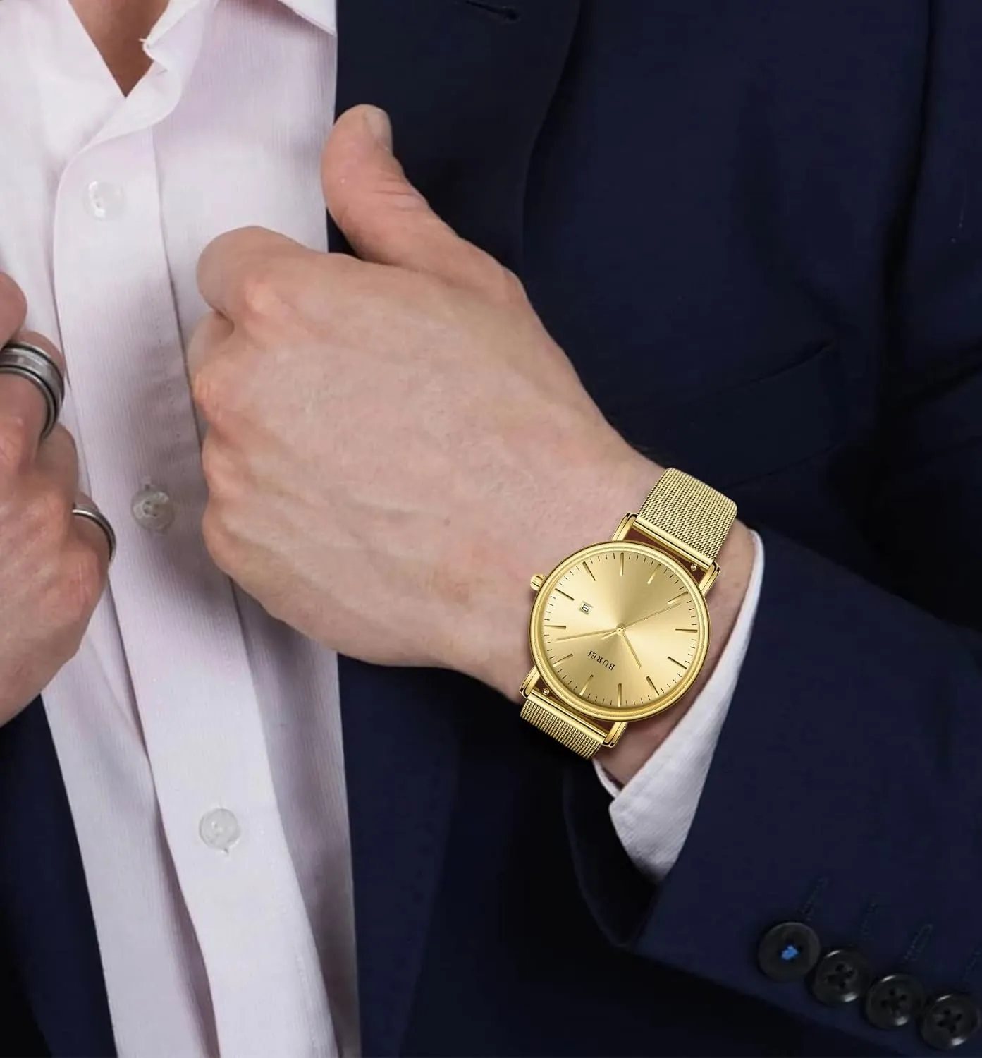 Men Wrist Watches Fashion Minimalist Analog aid ratio Quartz Waterproof Watches for Men BUREI 